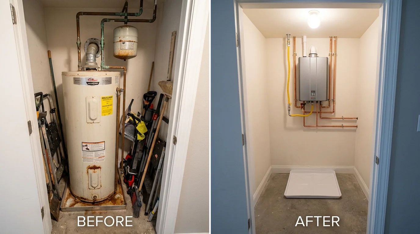 Tank water heater versus wall-mounted tankless unit comparison for Meigs, GA homeowners